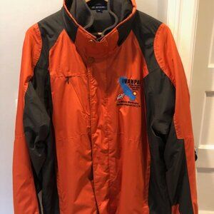 Port Authority jacket with detachable fleece liner, size XL, orange and black